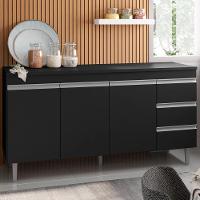 Balcão Gabinete Cozinha Andreia 3 Portas 150cm S-t Ajl Preto - 3