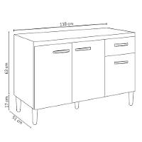 Balcão Cozinha Gabriela 3 Porta 120cm S-t Ajl Amêndola Preto - 4