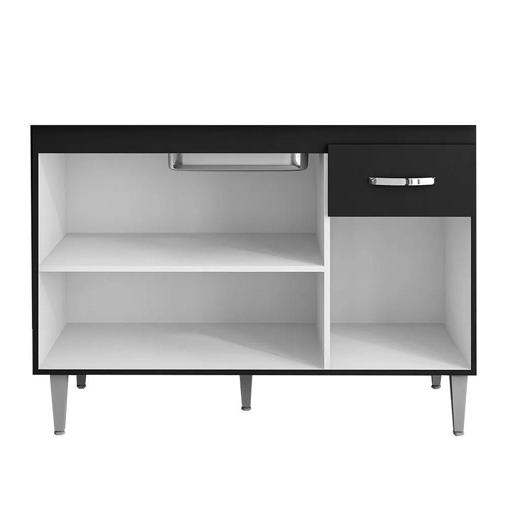 Balcão Cozinha Gabriela 3 Porta 120cm S-t Ajl Preto - 3