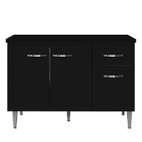 Balcão Cozinha Gabriela 3 Porta 120cm S-t Ajl Preto - 1