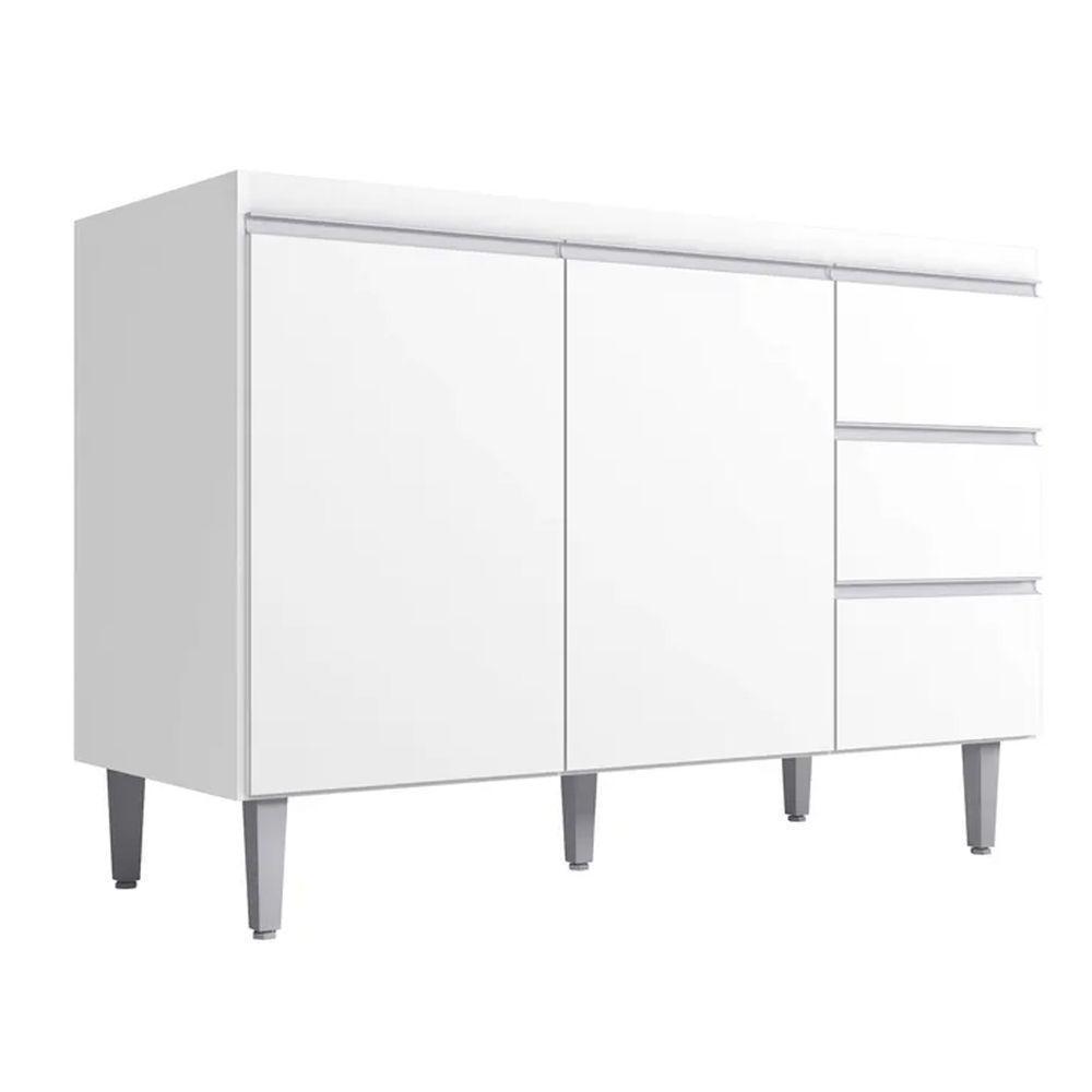 Balcão Gabinete Cozinha Andreia 120cm 2 Porta Ajl Móveis S-t Branco - 1