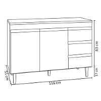Balcão Gabinete Cozinha Andreia 120cm 2 Porta Ajl Móveis S-t Branco - 4