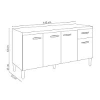 Balcão Cozinha Gabriela 3 Porta 150cm S-t Ajl Cinza - 4