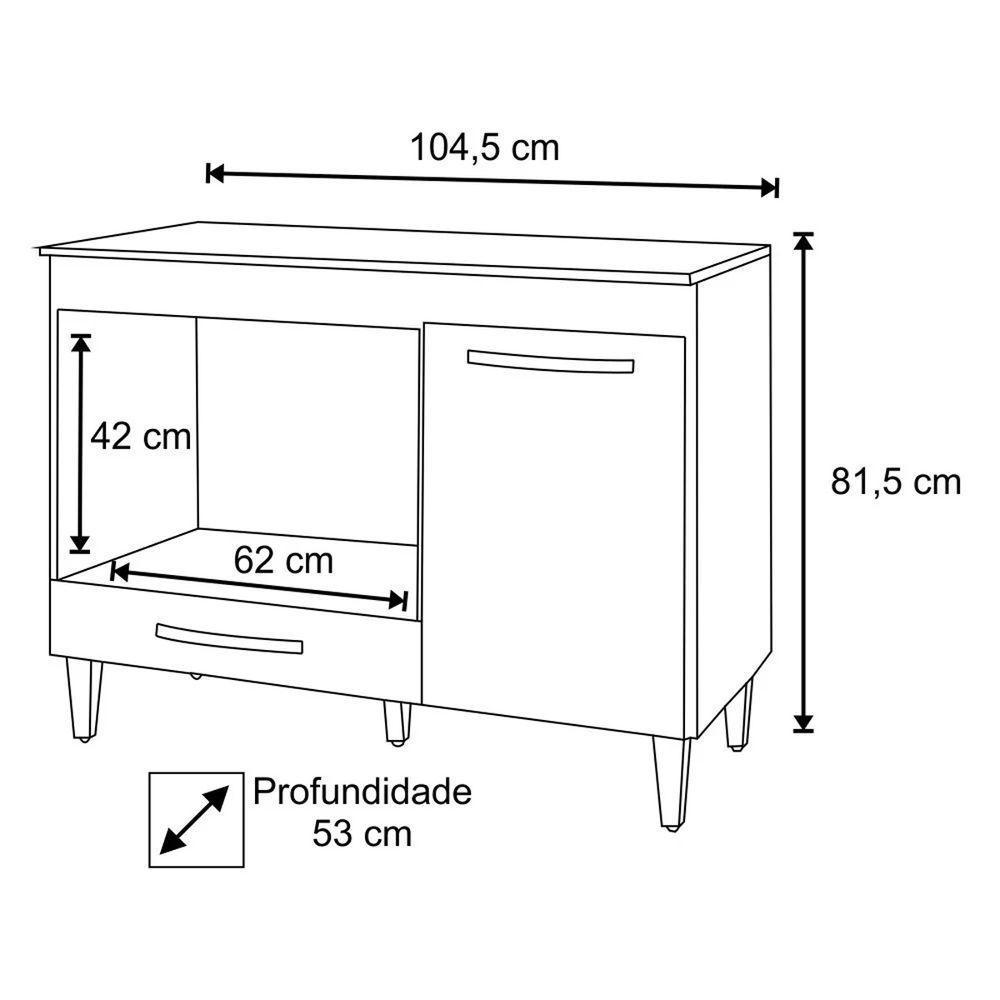 Balcão Cooktop Mdp 100cm Carla 1 Porta Ajl Móveis Branco - 4