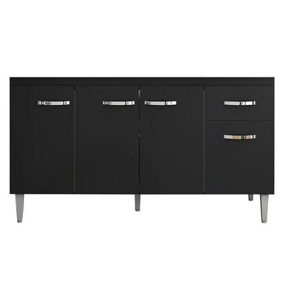 Balcão Cozinha Gabriela 3 Porta 150cm S-t Ajl Preto