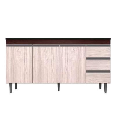 Balcão Gabinete Cozinha Andreia 3 Portas 150cm S-t Ajl Castanho Avelã