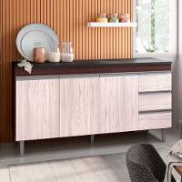 Balcão Gabinete Cozinha Andreia 3 Portas 150cm S-t Ajl Castanho Avelã - 3