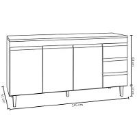 Balcão Gabinete Cozinha Andreia 3 Portas 150cm S-t Ajl Castanho Avelã - 4