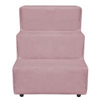 Escadinha Pet 3 Degraus Cachorro E Gato Veludo Rosê