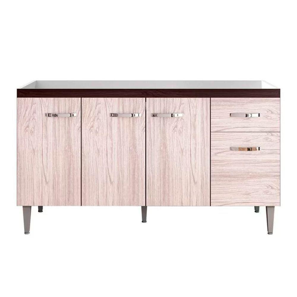 Balcão Cozinha Gabriela 3 Porta 150cm S-t Ajl Castanho Avelã - 1