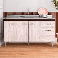 Balcão Cozinha Gabriela 3 Porta 150cm S-t Ajl Castanho Avelã - 3