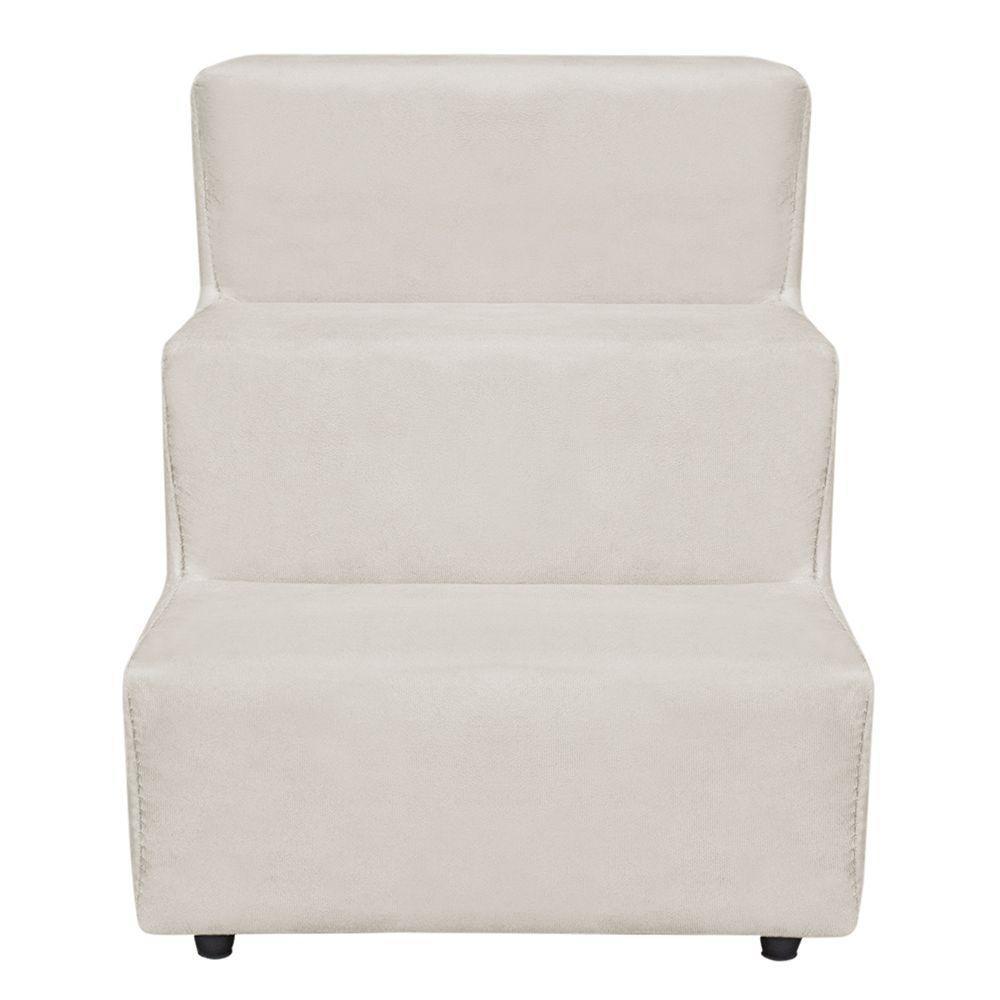 Escadinha Pet 3 Degraus Cachorro E Gato Veludo Bege - 4