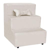 Escadinha Pet 3 Degraus Cachorro E Gato Veludo Bege - 2