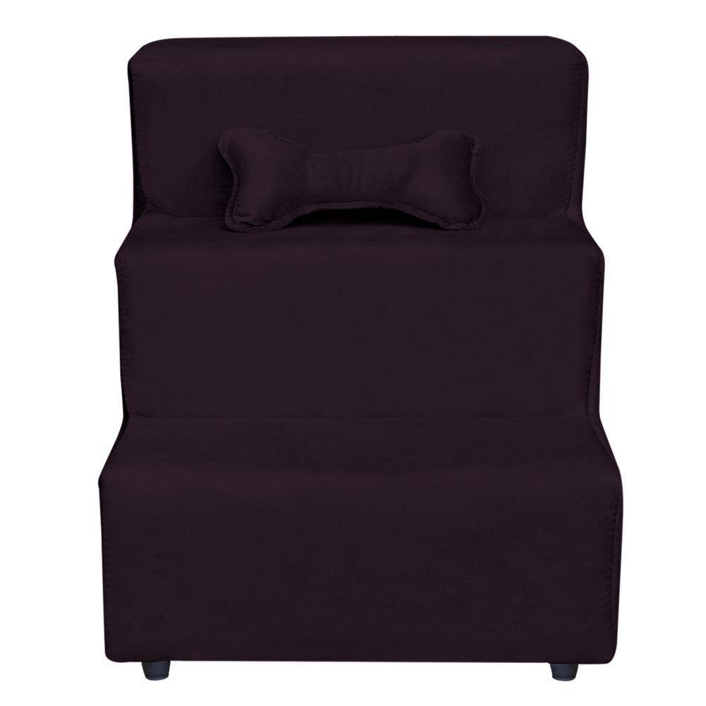 Escadinha Pet 3 Degraus Cachorro E Gato Veludo Roxo - 1