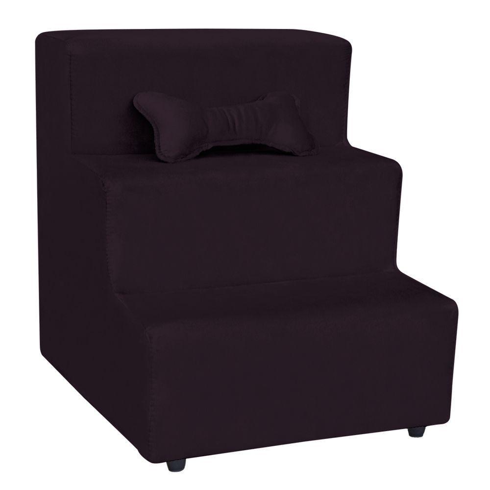 Escadinha Pet 3 Degraus Cachorro E Gato Veludo Roxo - 2