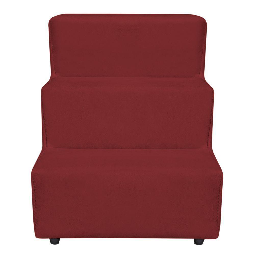 Escadinha Pet 3 Degraus Cachorro E Gato Veludo Vermelho - 4