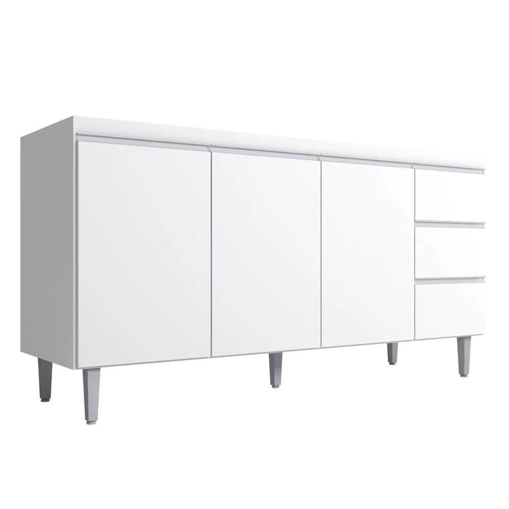 Balcão Gabinete 160cm Cozinha 3 Portas Andreia S-t Ajl Branco - 1