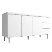 Balcão Gabinete 160cm Cozinha 3 Portas Andreia S-t Ajl Branco - 1