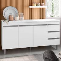 Balcão Gabinete 160cm Cozinha 3 Portas Andreia S-t Ajl Branco - 3