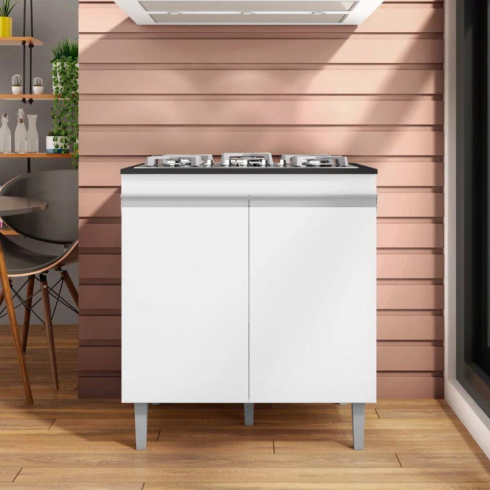 Balcão Cooktop 80cm Andréia 1 Porta Ajl Móveis Branco - 2