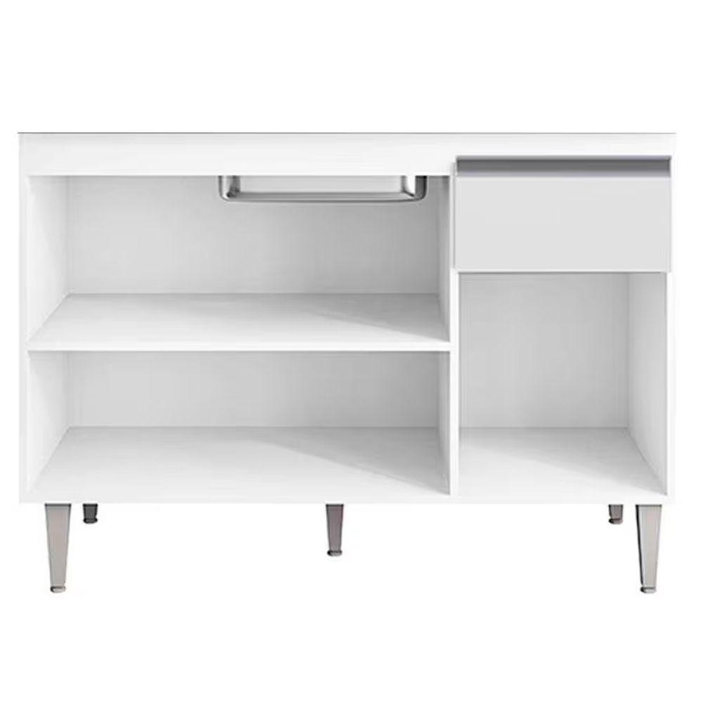 Balcão Gabinete 3 Portas Cozinha 120cm Tatiane Sem Tampo Ajl Branco - 3