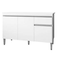 Balcão Gabinete 3 Portas Cozinha 120cm Tatiane Sem Tampo Ajl Branco - 1