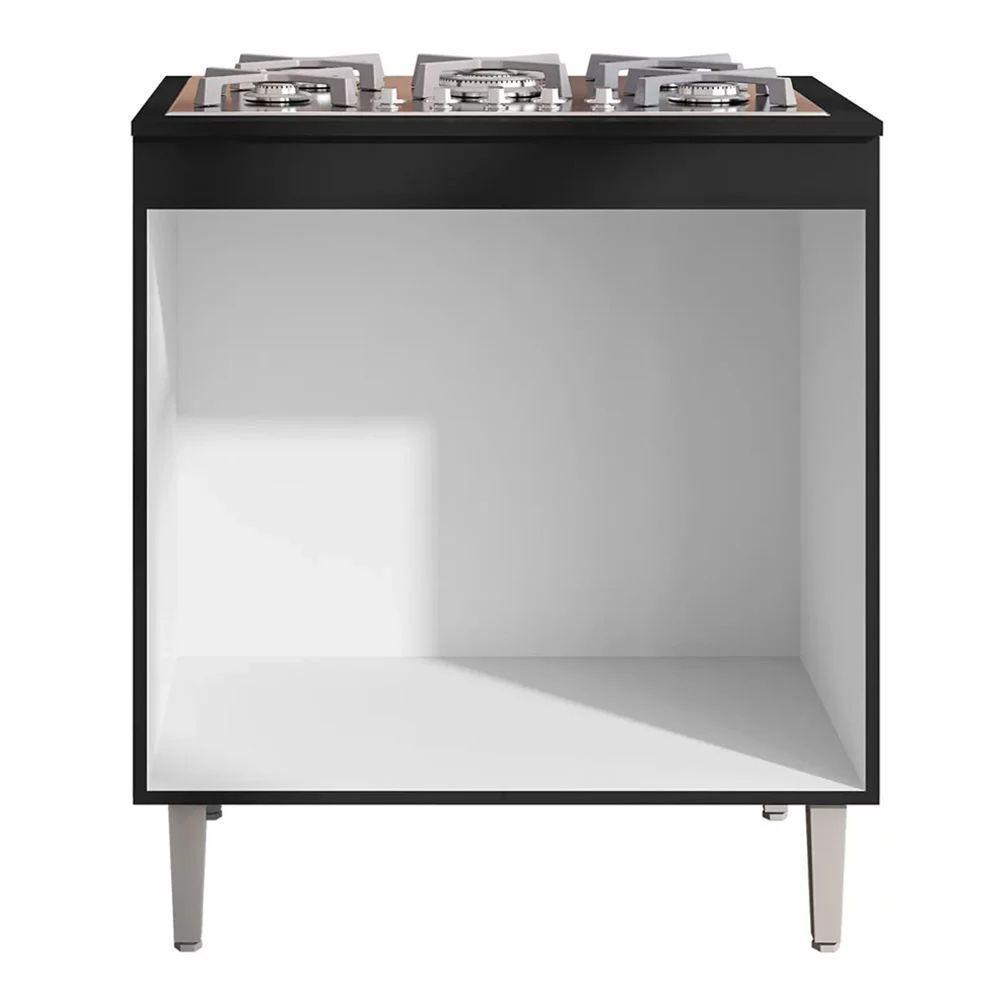 Balcão Cooktop 80cm Andréia 1 Porta Ajl Móveis Preto - 2
