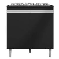 Balcão Cooktop 80cm Andréia 1 Porta Ajl Móveis Preto - 1