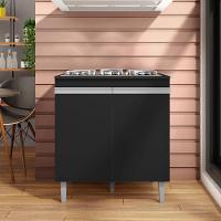 Balcão Cooktop 80cm Andréia 1 Porta Ajl Móveis Preto - 3