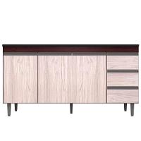 Balcão Gabinete 160cm Cozinha 3 Portas Andreia S-t Ajl Castanho Avelã - 1