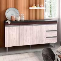 Balcão Gabinete 160cm Cozinha 3 Portas Andreia S-t Ajl Castanho Avelã - 3