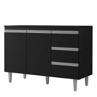 Balcão Gabinete Cozinha Andreia 100cm 2 Porta S-t Ajl Móveis Preto - 1