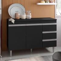 Balcão Gabinete Cozinha Andreia 100cm 2 Porta S-t Ajl Móveis Preto - 3