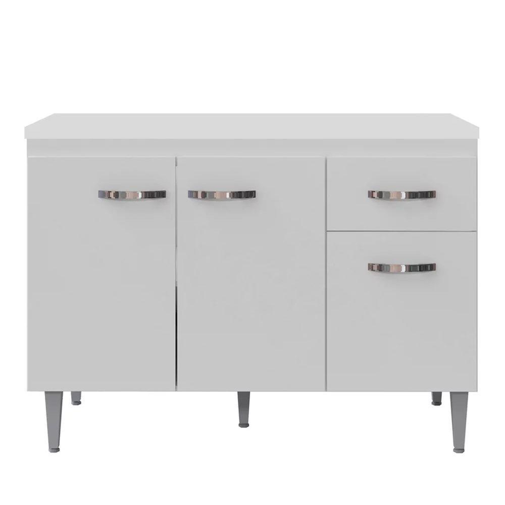 Balcão Cozinha Gabriela 3 Porta 120cm S-t Ajl Branco - 1