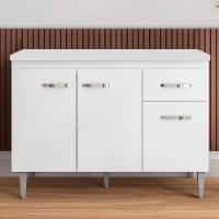 Balcão Cozinha Gabriela 3 Porta 120cm S-t Ajl Branco - 3