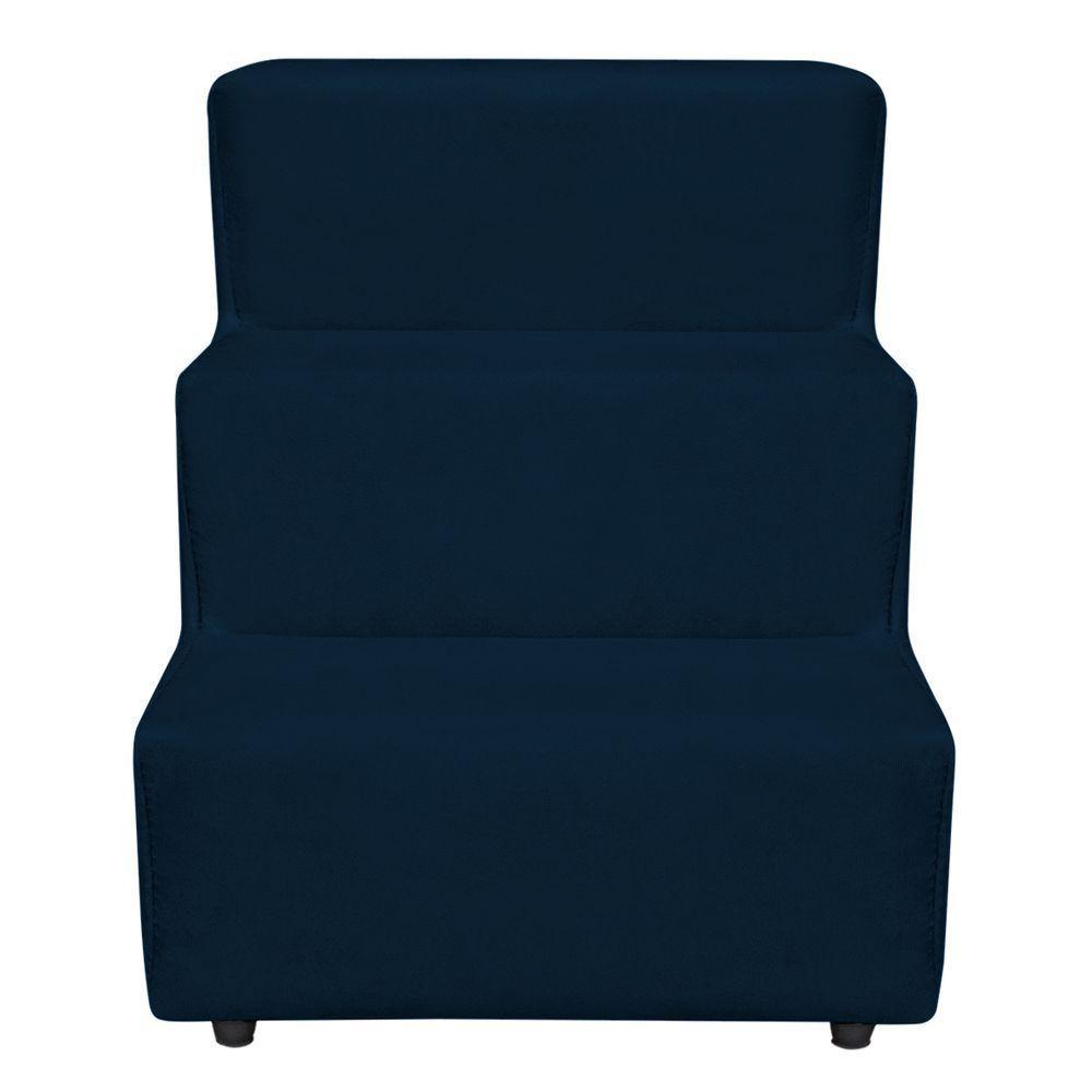 Escadinha Pet 3 Degraus Cachorro E Gato Veludo Azul Marinho - 4