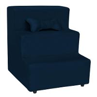 Escadinha Pet 3 Degraus Cachorro E Gato Veludo Azul Marinho - 2