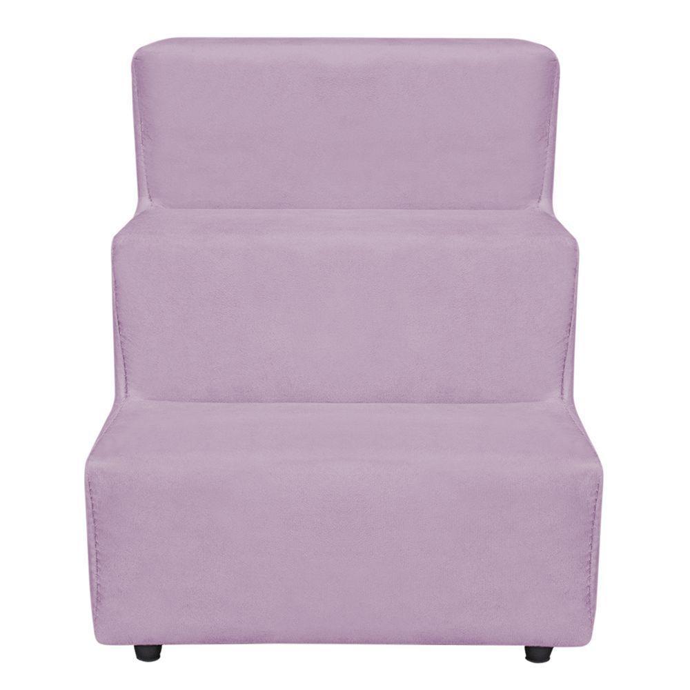 Escadinha Pet 3 Degraus Cachorro E Gato Veludo Lilás - 4