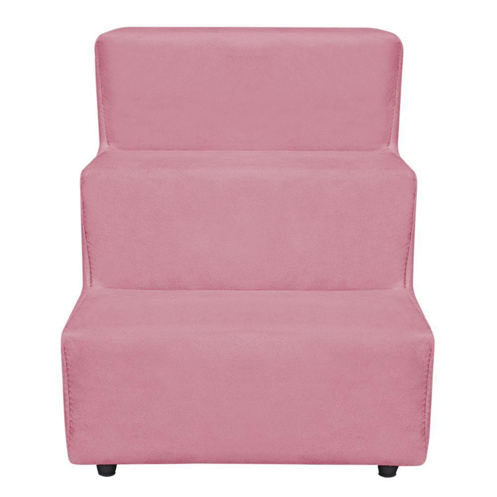 Escadinha Pet 3 Degraus Cachorro E Gato Veludo Rosa - 4