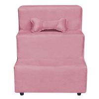 Escadinha Pet 3 Degraus Cachorro E Gato Veludo Rosa - 1