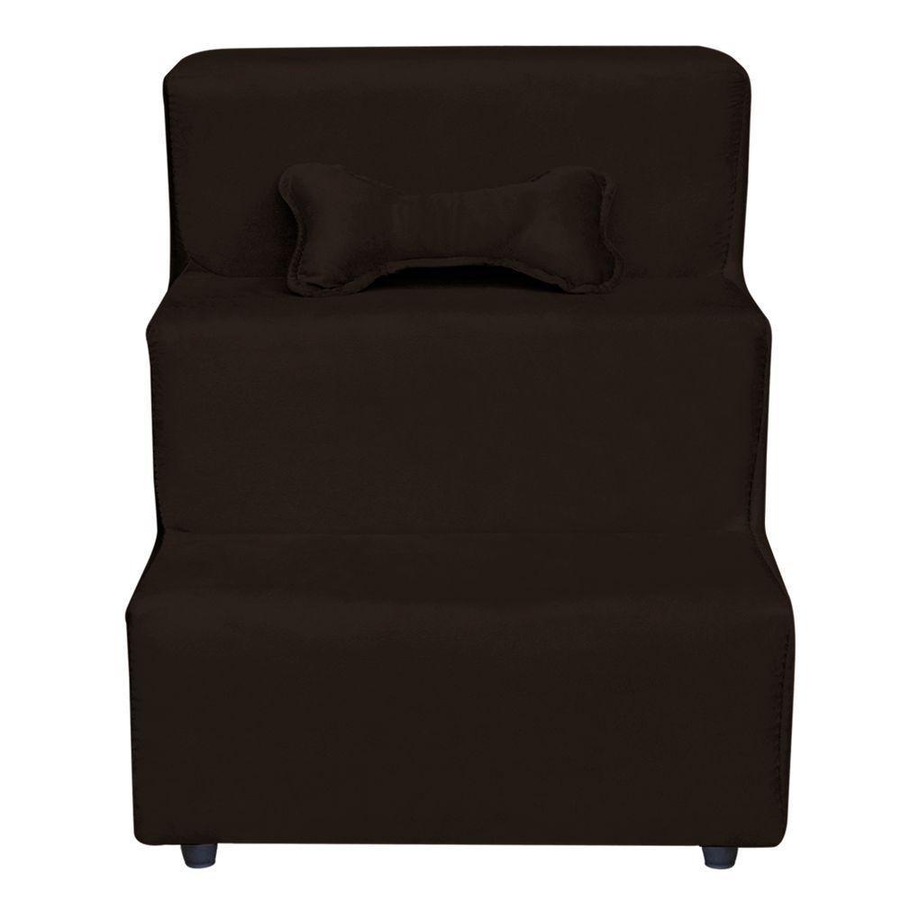 Escadinha Pet 3 Degraus Cachorro E Gato Veludo Marrom - 1