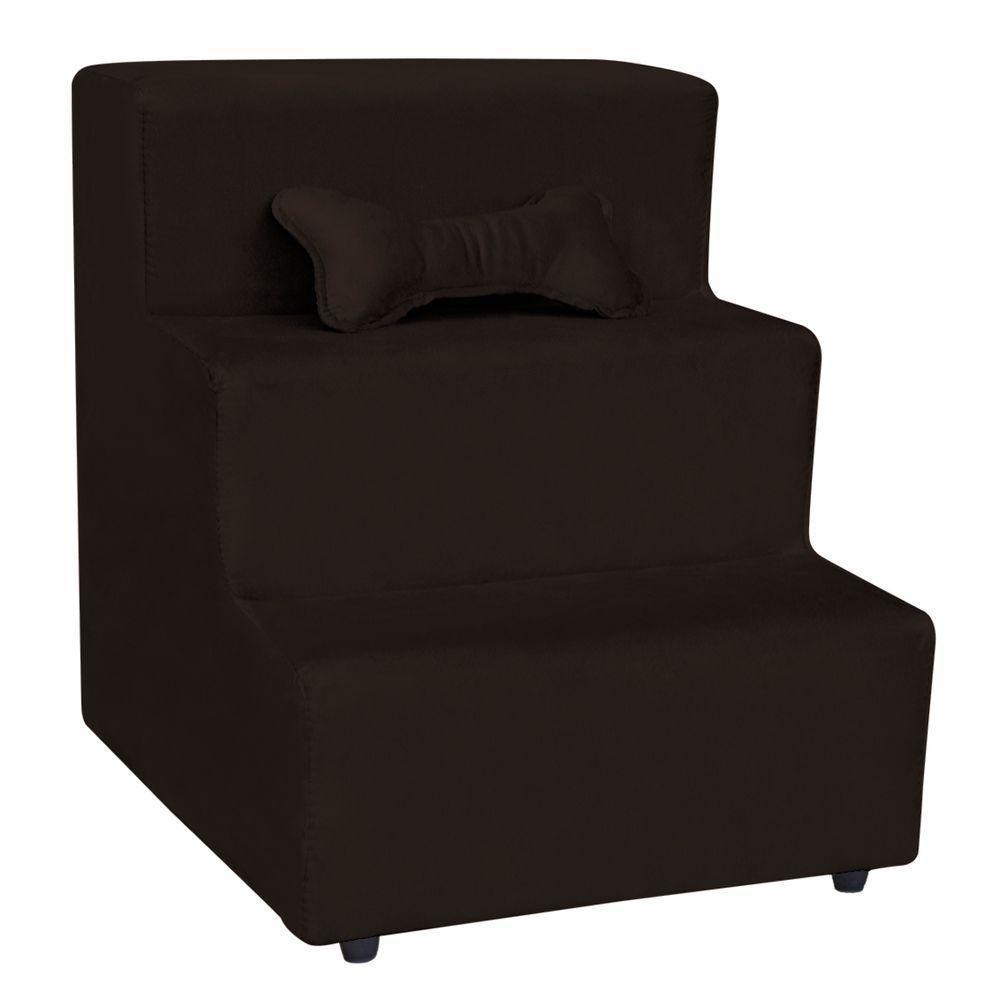 Escadinha Pet 3 Degraus Cachorro E Gato Veludo Marrom - 2