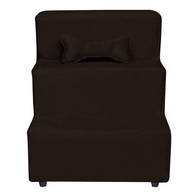 Escadinha Pet 3 Degraus Cachorro E Gato Veludo Marrom