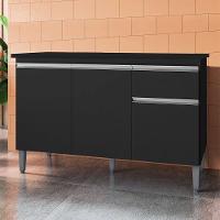 Balcão Gabinete 3 Portas Cozinha 120cm Tatiane Sem Tampo Ajl Preto - 3