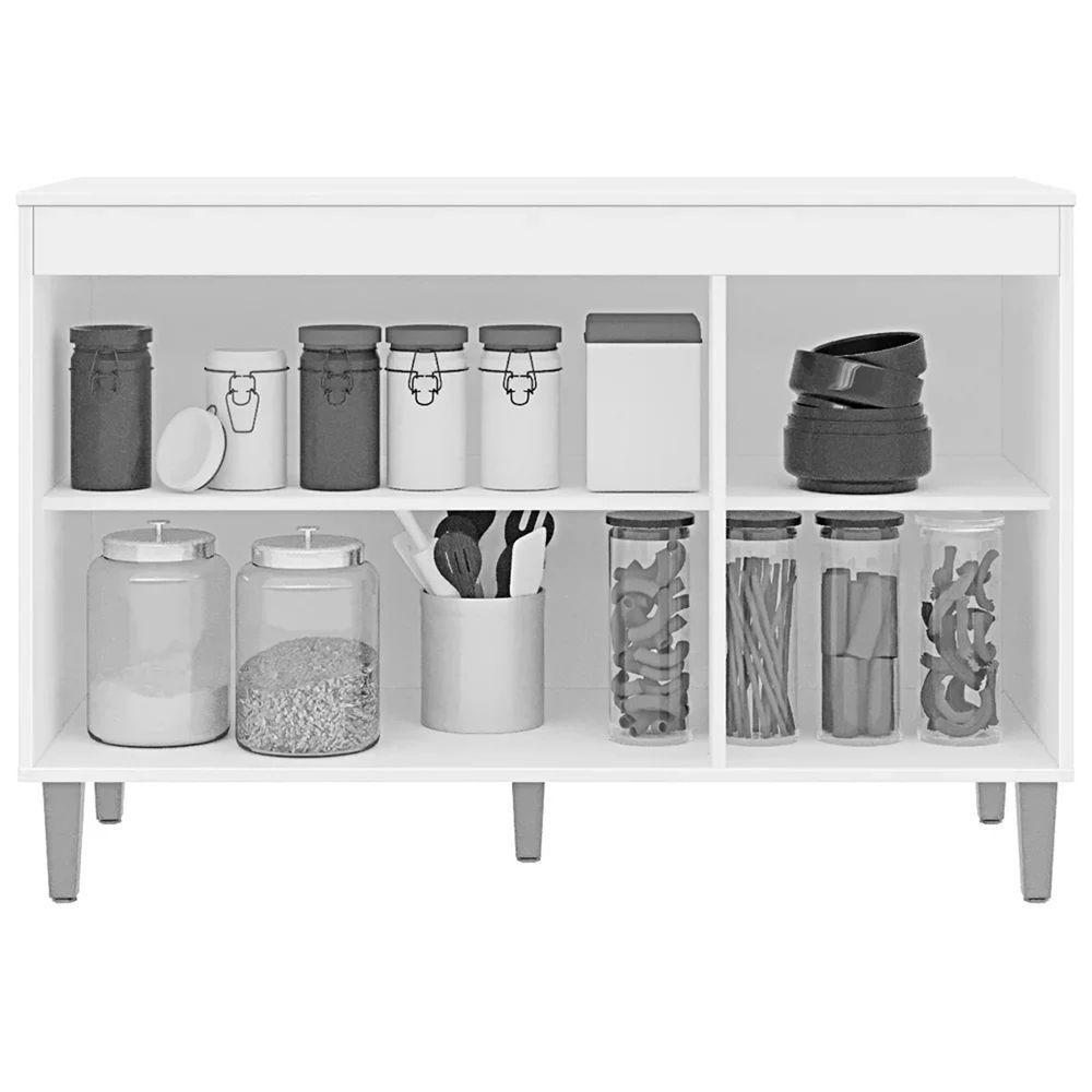 Balcão Gabinete Cozinha 120cm Manu 3 Portas Sem Tampo Ajl Amêndoa Preto - 4