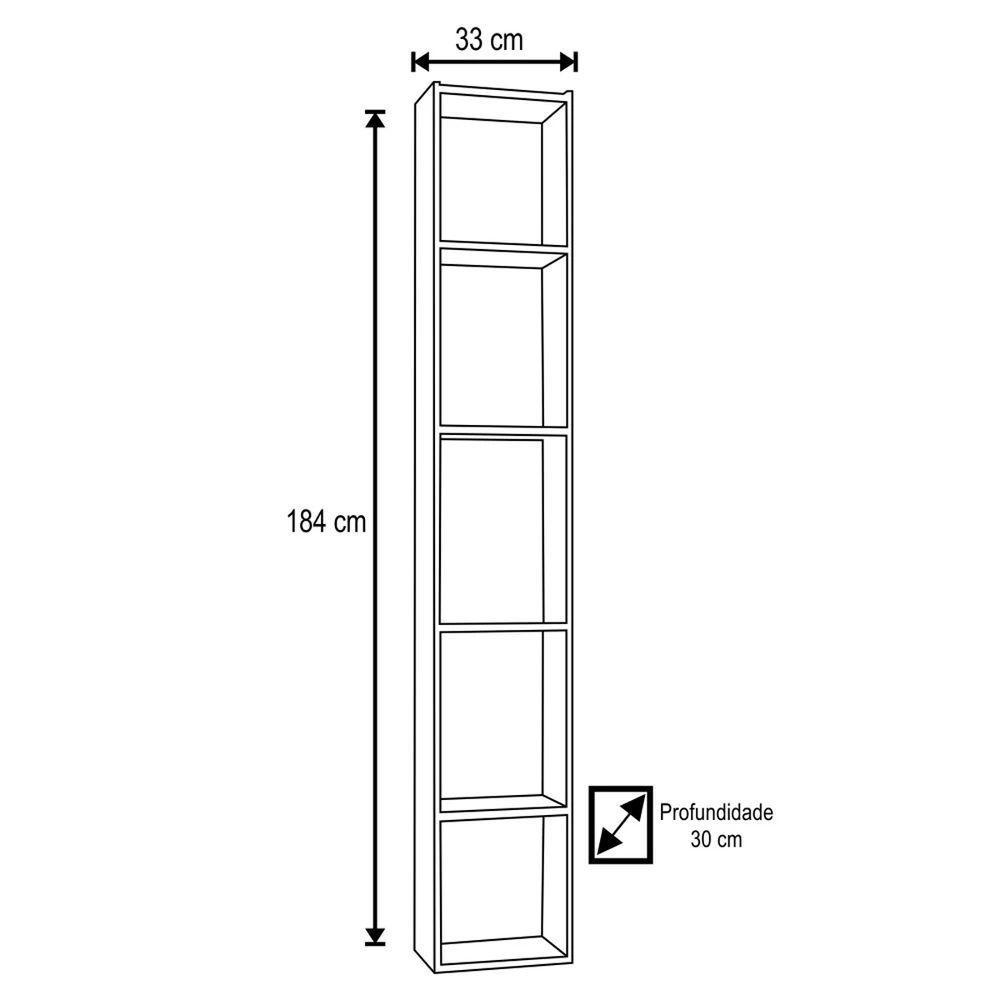 Livreiro 4 Prateleiras Janaina 1621 Ajl Móveis Castanho - 4