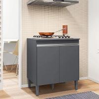 Balcão Cooktop 80cm Andréia 1 Porta Ajl Móveis Cinza - 3