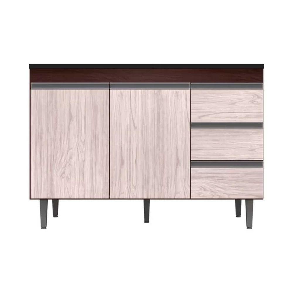 Balcão Gabinete Cozinha Andreia 120cm 2 Porta Ajl Móveis S-t Castanho Avelã - 1