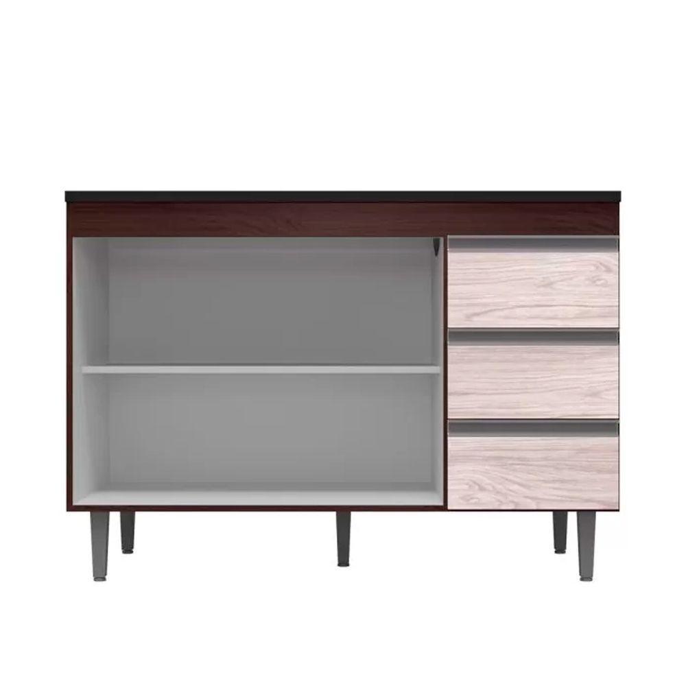 Balcão Gabinete Cozinha Andreia 120cm 2 Porta Ajl Móveis S-t Castanho Avelã - 2