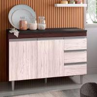 Balcão Gabinete Cozinha Andreia 120cm 2 Porta Ajl Móveis S-t Castanho Avelã - 3